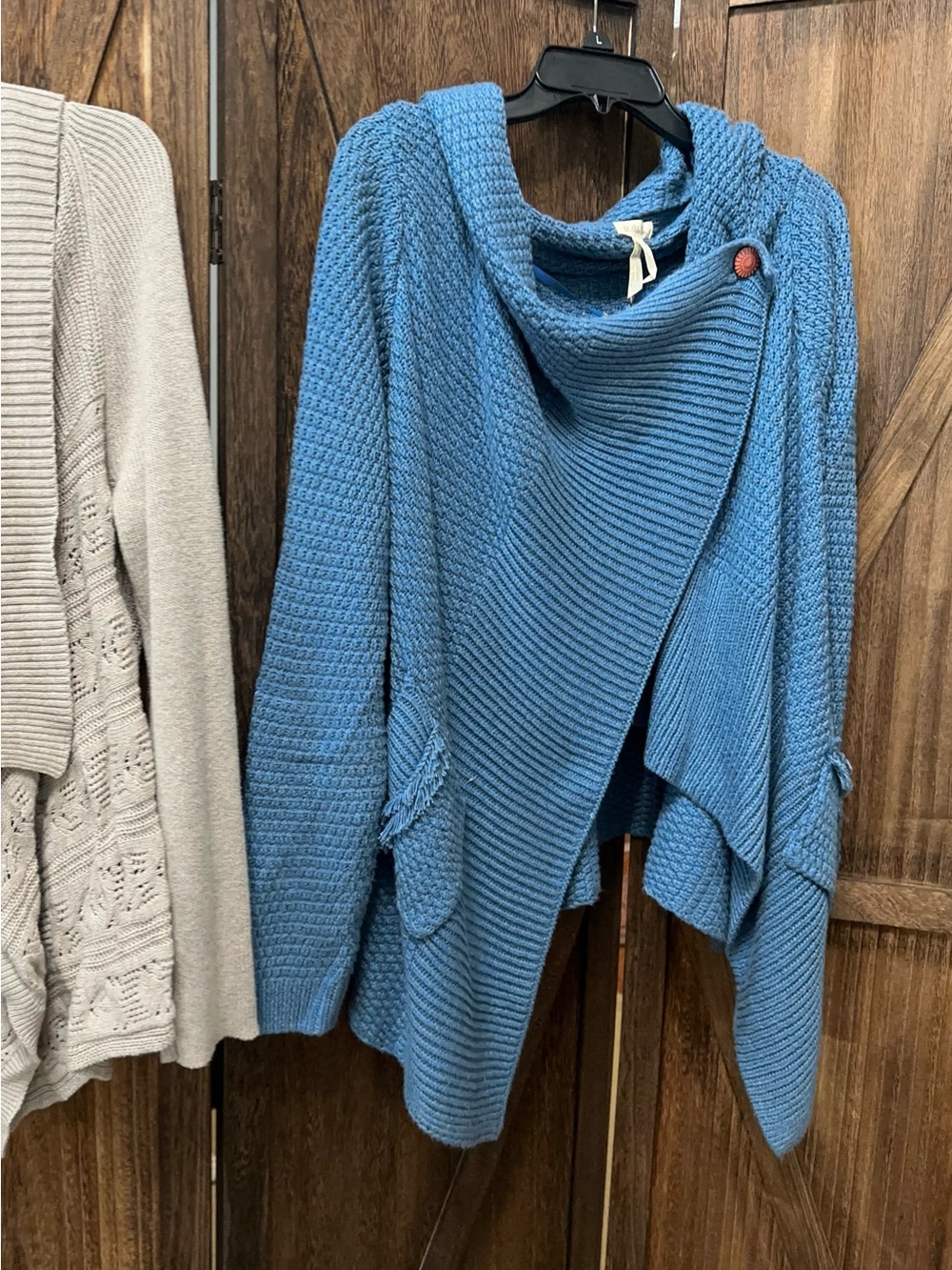 Matilda Jane Blue Knit Hooded Draped Cardigan